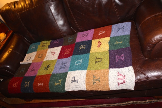 hand sewn knitted blanket